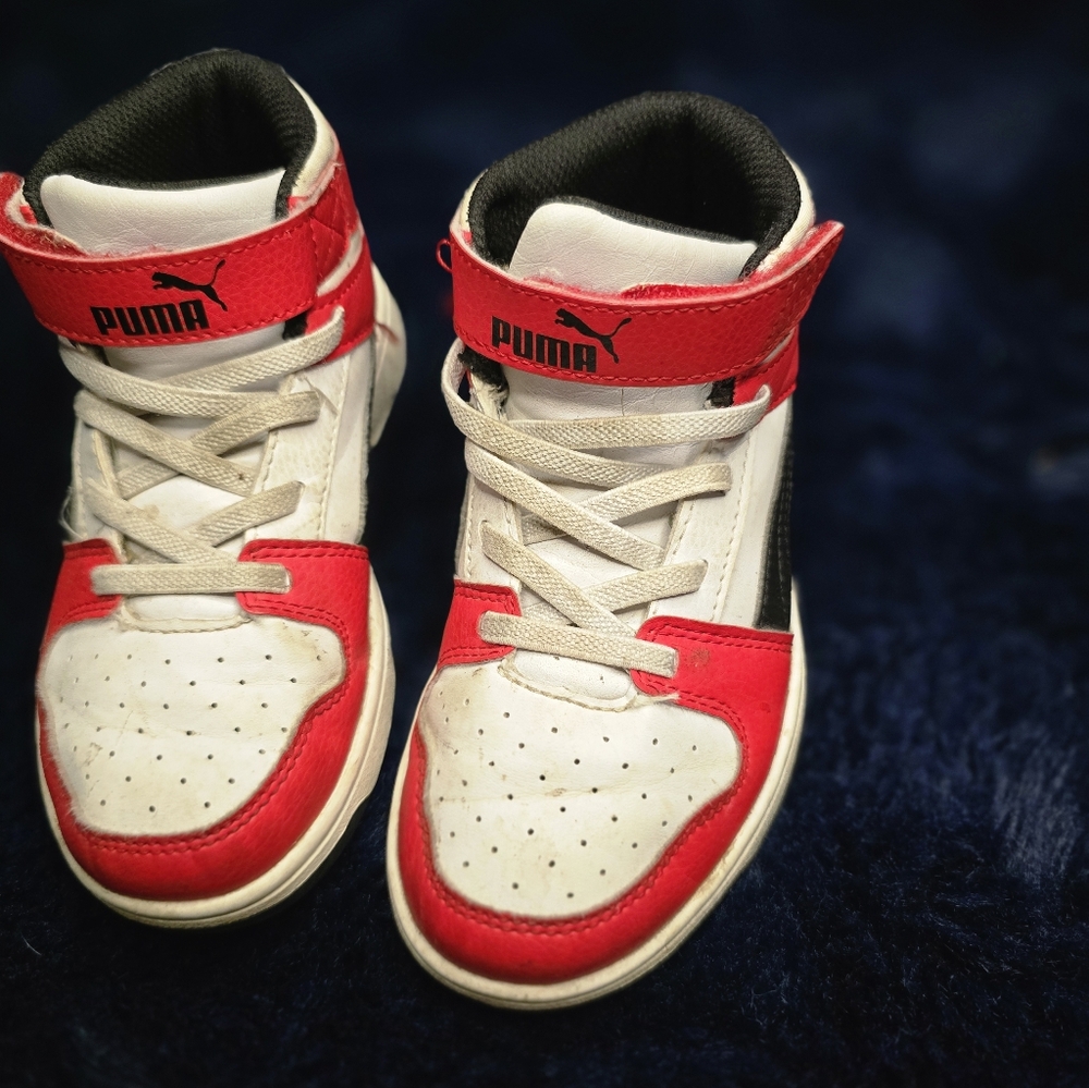 Puma Kids' Red and White Sneakers